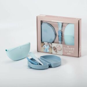 Miniware Sili Mini GO bébiétel diverzifikációs készlet, 100% biológiailag lebomló természetes anyagokból, 3 db, Blue Banana