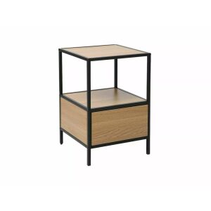 Geo S Laminált Tölgy Éjjeliszekrény Fekete Fém Vázzal Push-to-Open Fiókkal - Signal