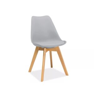 Kris Modern Bükkfa Szék Műanyag-Műbőr Világosszürke Skandináv, világos szürke étkezőszék fa lábakkal - Signal