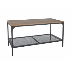 Lex L Tölgy Laminált Dohányzóasztal Fém Vázzal Fekete, modern dohányzóasztal tölgy laminált asztallappal és fekete fém vázzal, alsó polccal a tároláshoz - Signal