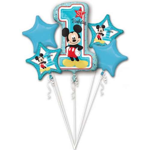 Disney Mickey Mouse 1. Geburtstag Folienballon-Set, 5 Stück