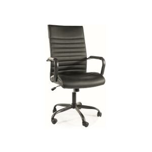 Q-306 ergonomikus forgószék, fekete műbőr, állítható magasság, forgó, dőlésszög beállítás - Irodabútor