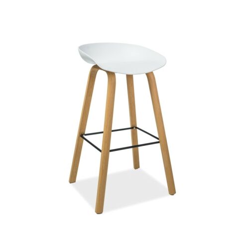 Sting Modern PP Bárszék Fehér Tölgy Skandináv, fehér ülés, tölgyfa lábak, bárszék, pult szék, konyhai szék, étkező szék, modern design, skandináv stílus - Signal