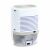 Bewello electric dehumidifier, back view, showing the water tank and power cord, white, compact, for home or office