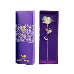 Örökrózsa díszdobozban, 24K aranyozott rózsa, Gyémántfényű, Ajándék Nőnek - Ajándék ötlet Valentin-napra