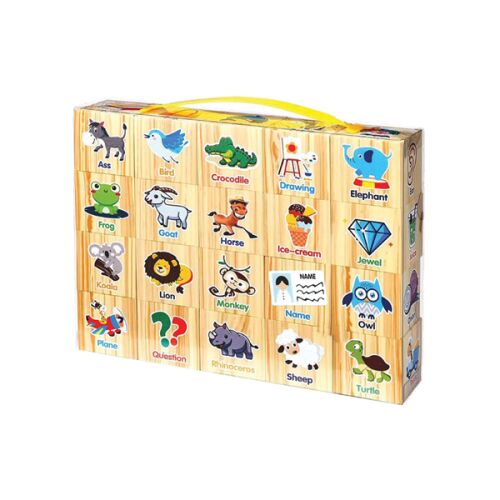 20 дървени образователни играчки с картинки на животни и думи, идеални за предучилищна възраст