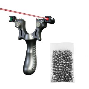 Kunststoff-Schleuderset mit Laser und 100er-Set Kugeln 9 mm, 11,5 cm, mit Geschoss, silber 113983009 - Jagd