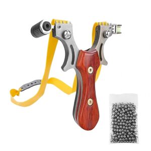 Csomag Slingshot lézerrel és 100 fémgolyóval, 11,5 cm, boloboccal, fa nyéllel, barna 113983263 - Csúzli