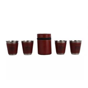 Set mit 4 Edelstahlgläsern mit Lederbezug, 50 ml 113983319 - Schnapsgläser