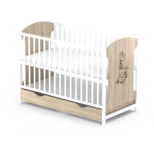 Fiókos kiságy VESSANTI MILO GIRAFA - Tölgyfa fehérrel