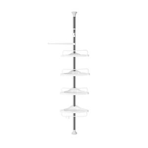 Vasagle állítható fürdőszobai/zuhany polc, acél, 4 polc, akasztóval, 95-300 cm