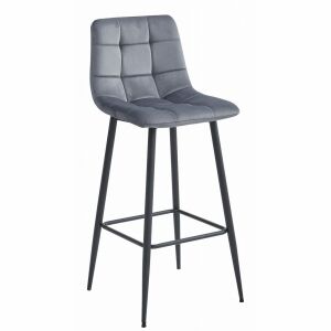 Scaun bar Mercaton Arceto din catifea gri cu cadru metalic negru - Mercaton