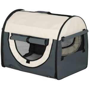 Geanta pentru transport caine/pisica, gri, material Oxford, PVC, impermeabila, pliabila, marimea S-M, 61x46x51 cm 145015862 - Transportator, cutie de mașină pentru animale de companie