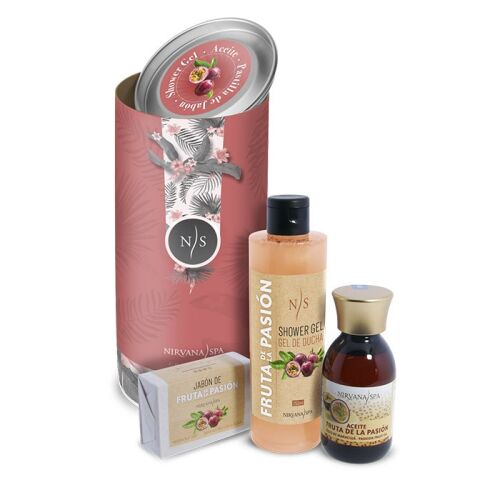 Balíček starostlivosti, sprchový gél z mučenky, olej z mučenky a mydlo 113985237