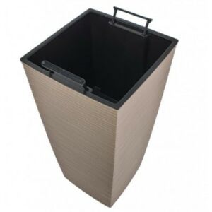 Aurora 887 Ghiveci înalt cu ghiveci interior, 22x22x47 cm, Bej - Ghiveci