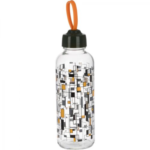 Doskonała butelka na wodę AGD, szklana, 6,5x21 cm, 450 ml, pomarańczowa