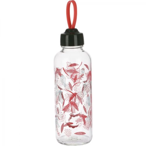 Doskonała butelka na wodę AGD, szklana, 6,5x21 cm, 450 ml, czerwona