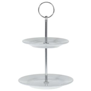 Tálaló állvány 2 szintes Excellent Houseware, porcelán, 15x21,5 cm, fehér 113986033 - Kínáló tál