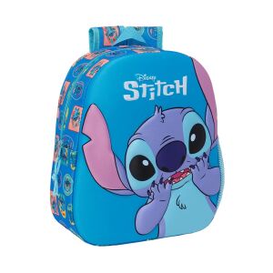 Vorderansicht des Stitch 3D Rucksacks für Kinder, mit einem großen Stitch-Charakter mit 3D-Effekt - Rucksäcke & Taschen für Kindergarten