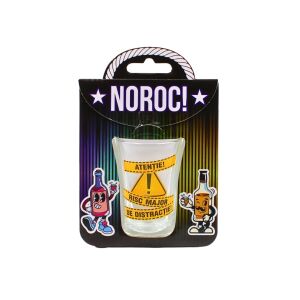 Schnapsglas, 7cm, mit der Aufschrift Achtung! Großes Spaßrisiko!