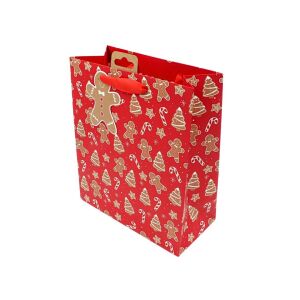 Pungă de cadou, din hârtie, colecția Clairefontaine de la Eurowrap, 33x26,5 cm, burduf de 14 cm, Gingerbread 113986517 - Ambalaje cadouri