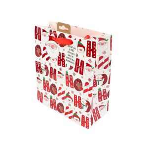 Pungă de cadou, din hârtie, colecția Clairefontaine de la Eurowrap, 45.5x33 cm, burduf de 15 cm, Ho ho ho 113986507 - Ambalaje cadouri