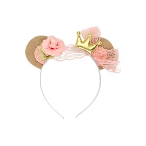 Koronka do włosów ze wzorem w ucho z różową kokardką 113986909 - Spinka do włosów, kratka do włosów