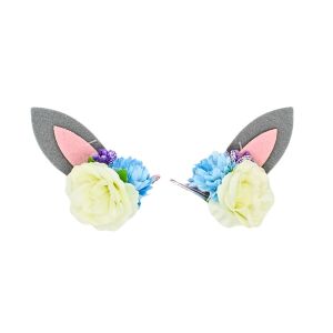 Zestaw 2 klipsów Zooky kolczyki białe róże z niebieskim 113986910 - Spinka do włosów, kratka do włosów