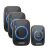 Set de sonerie wireless CACAZI A10, 1 buton exterior și 3 sonerii interior, negru