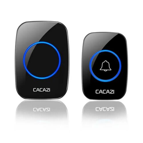 Set de sonerie wireless CACAZI A10, 1 buton exterior și 1 sonerie interior, negru