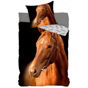 Horse bedding set, 140x200cm duvet cover and 70x90cm pillowcase, brown horse design - Bedding - Youth and Adult