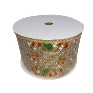 Panglica decorativa pentru cadouri, 6 cm x 9 m, bej 113989722 - Ambalaje cadouri