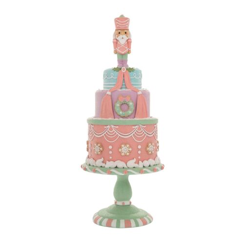Karácsonyi torta dekoráció diótörő figurával, 17x17x41 cm, színes - Otthon és kert