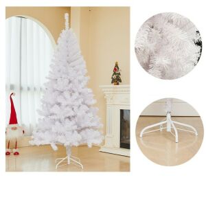 Flippy 180cm Бяла изкуствена коледна елха със стойка и детайли на клоните - Коледа