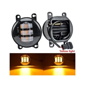 Pereche de lumini de ceață LED rotunde de 3" / 90mm cu lumină galbenă - Lumini auto