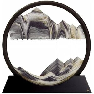 Черно-бяла пясъчна арт, планински пейзаж, 3D пясъчна арт, декор за дома, декор за офиса - Дом и градина