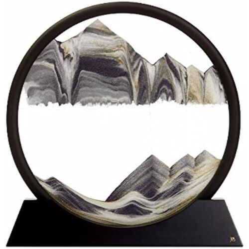 Черно-бяла пясъчна арт, планински пейзаж, 3D пясъчна арт, декор за дома, декор за офиса