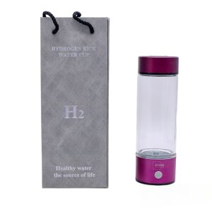 Arvada H2 Cană cu apă bogată în hidrogen, Fuchsia, 420 ml, cu încărcare USB, LED, filtru, reîncărcabilă, alcalină, terapeutică, concentrație de hidrogen 1300-1600 ppb, cutie cadou - Transportatori de alimente și băuturi