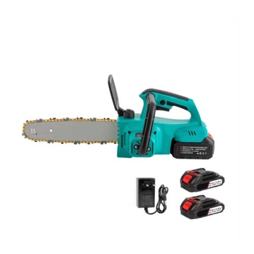 Bezdrôtová reťazová píla THO LUX M-9601 12 palcov, tyrkysovo zelená, s dvoma batériami a nabíjačkou