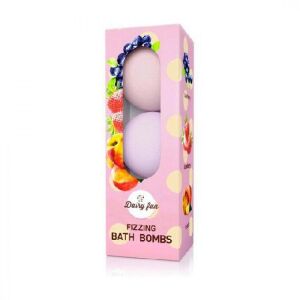 Dairy Fun fürdő készlet: áfonyás golyó, 100 g + epres golyó g + barackos golyó 100 g