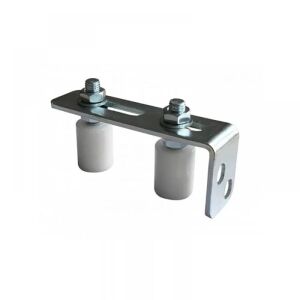 Galvanizovaný vodidlo pre posuvnú bránu s dvoma bielymi valčekmi, priemer 30 mm - EmaConstruct