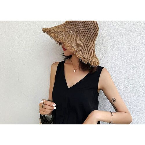 Elegáns női Boho szalmakalap - bézs színű, M-es méret