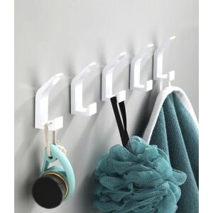 5 db alumínium fali kampó készlet, fehér, csavarokkal