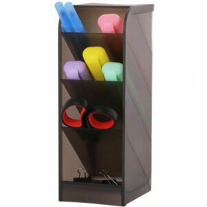 Többfunkciós műanyag íróasztal-rendező, 7,4x20,3x9 cm, négy rekeszes