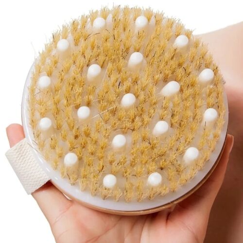Természetes bambusz száraz masszázskefe szilikon hegyekkel 114000756