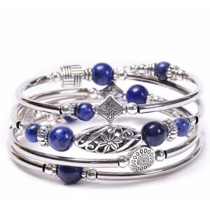 Wrap karkötő Esperanza Blue Achát