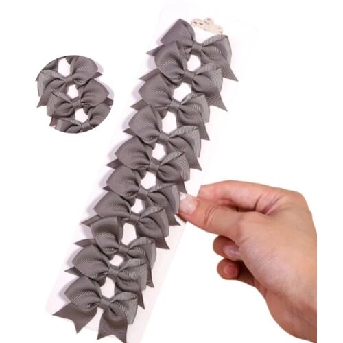 10 db-os babaklipszis készlet szürke masnikkal, kézzel készített fém és szövet, 1,7-2,4 cm