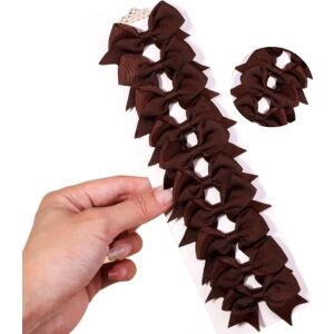 10 db-os, barna masnival ellátott gyermek gemkapocs készlet, kézzel készített, fém és szövet, 1,7-2,4 cm