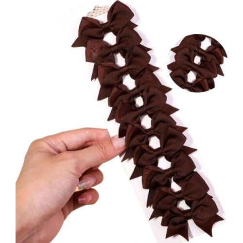 10 db-os, barna masnival ellátott gyermek gemkapocs készlet, kézzel készített, fém és szövet, 1,7-2,4 cm