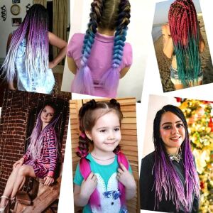 Szintetikus haj OMBRE egyenes raszta zsinór, 60 cm, ombre, kiváló minőségű szintetikus anyag